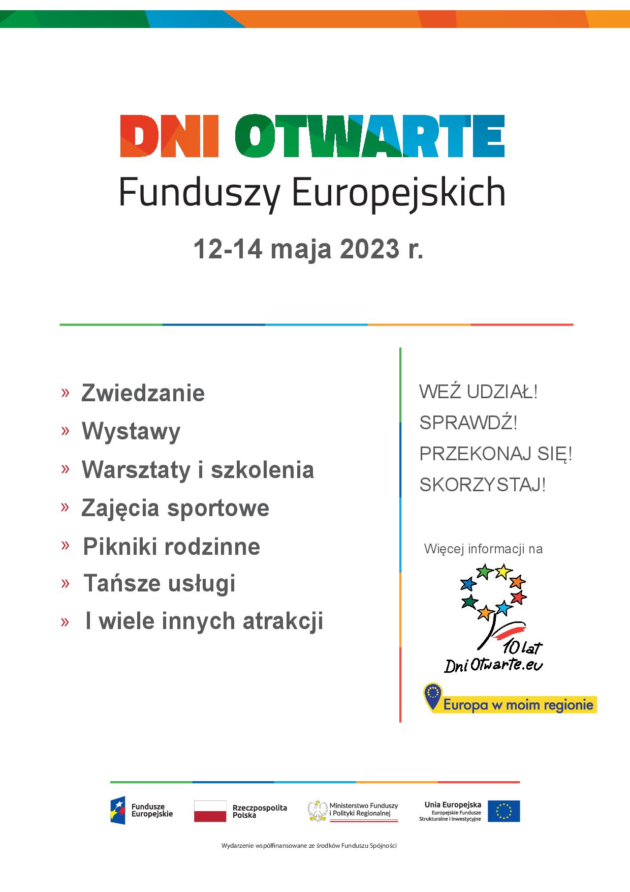 Plakat Dni otwarte funduszy europejskich 2023